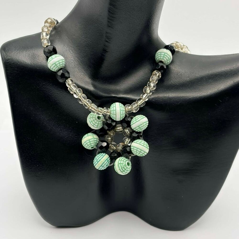 Black & Blue Floral Necklace
